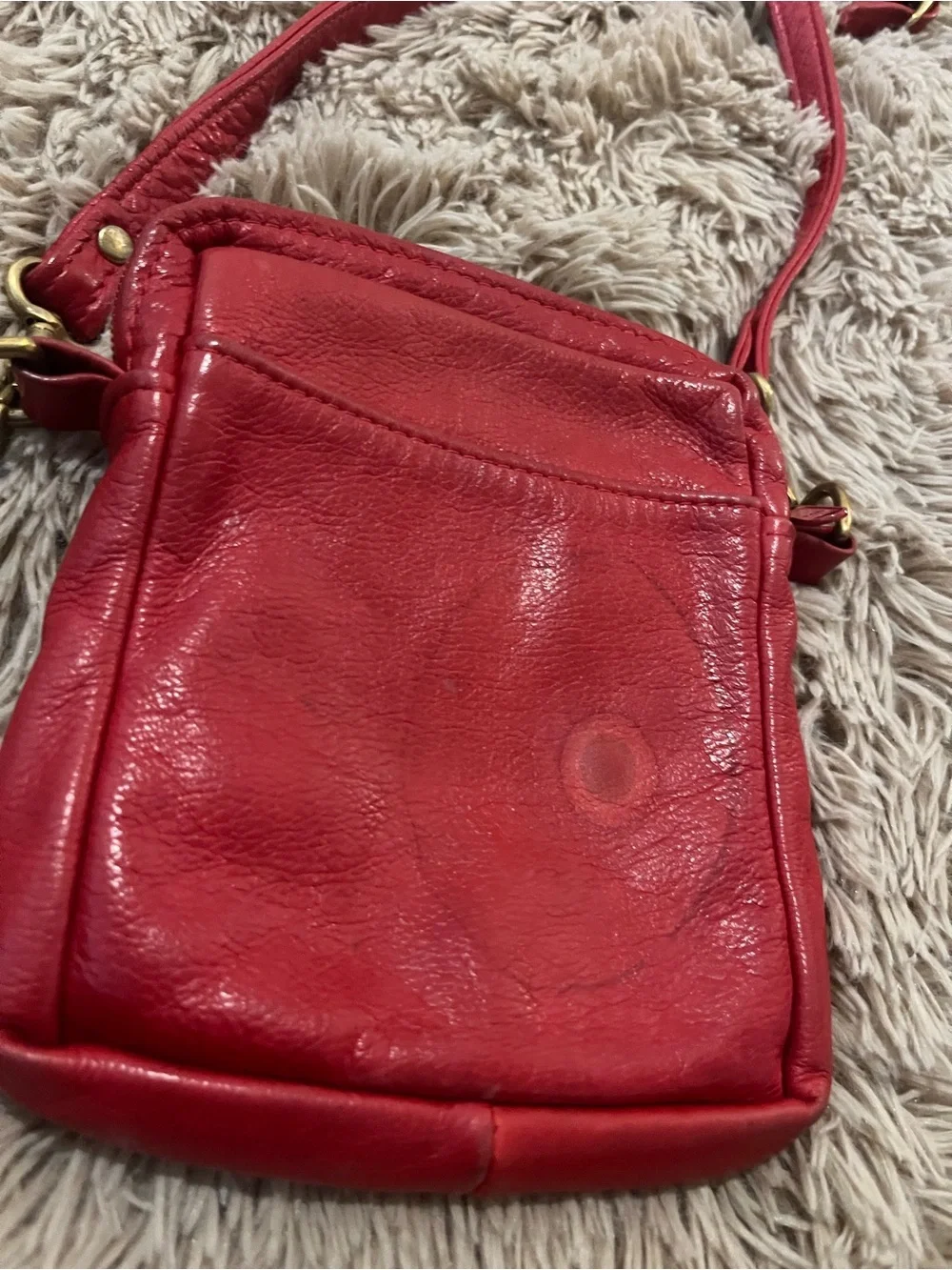Vintage Red Leather Crossbody Bag Made in USA Victoria Leather Co